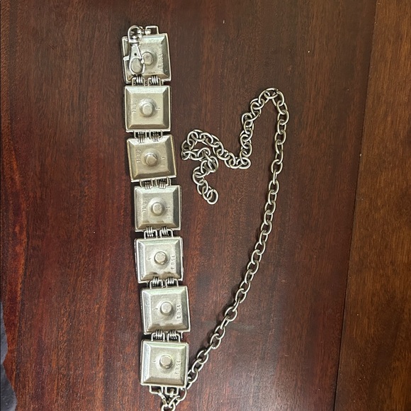 Vintage Chunky Nickel Silver Hardware Chain Belt OS main image 7
